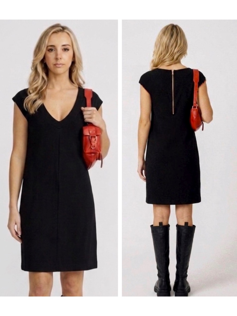 Attic and Barn Black Fremont Dress Size Medium Knee Length New with Tags